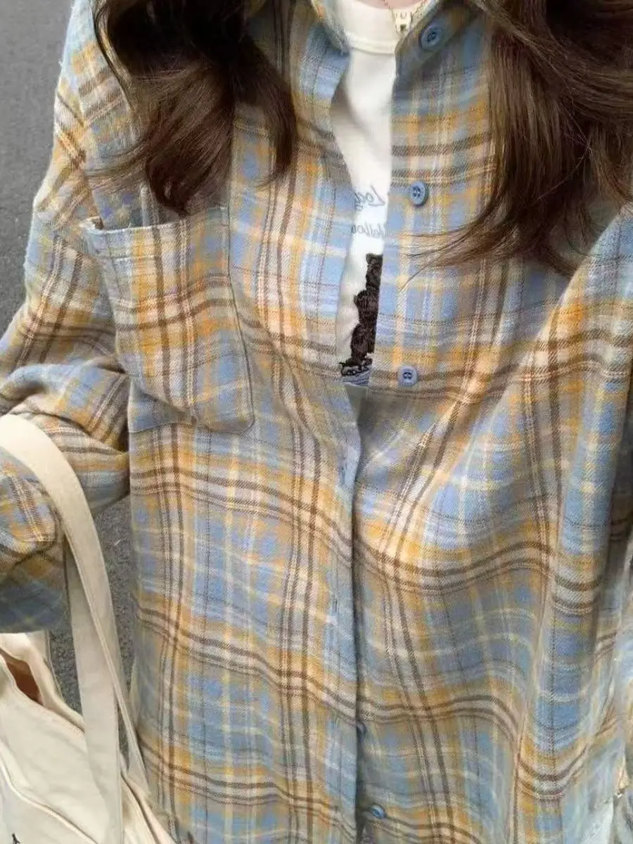 Retro American Plaid irt Jaet Women Early Spring New Sle Dopne Matching High Sves Outerwear Polyester Fiber
Retro American Plaid irt Jaet Women Early Spring New Sle Dopne Matching High Sves Outerwear Polyester Fiber