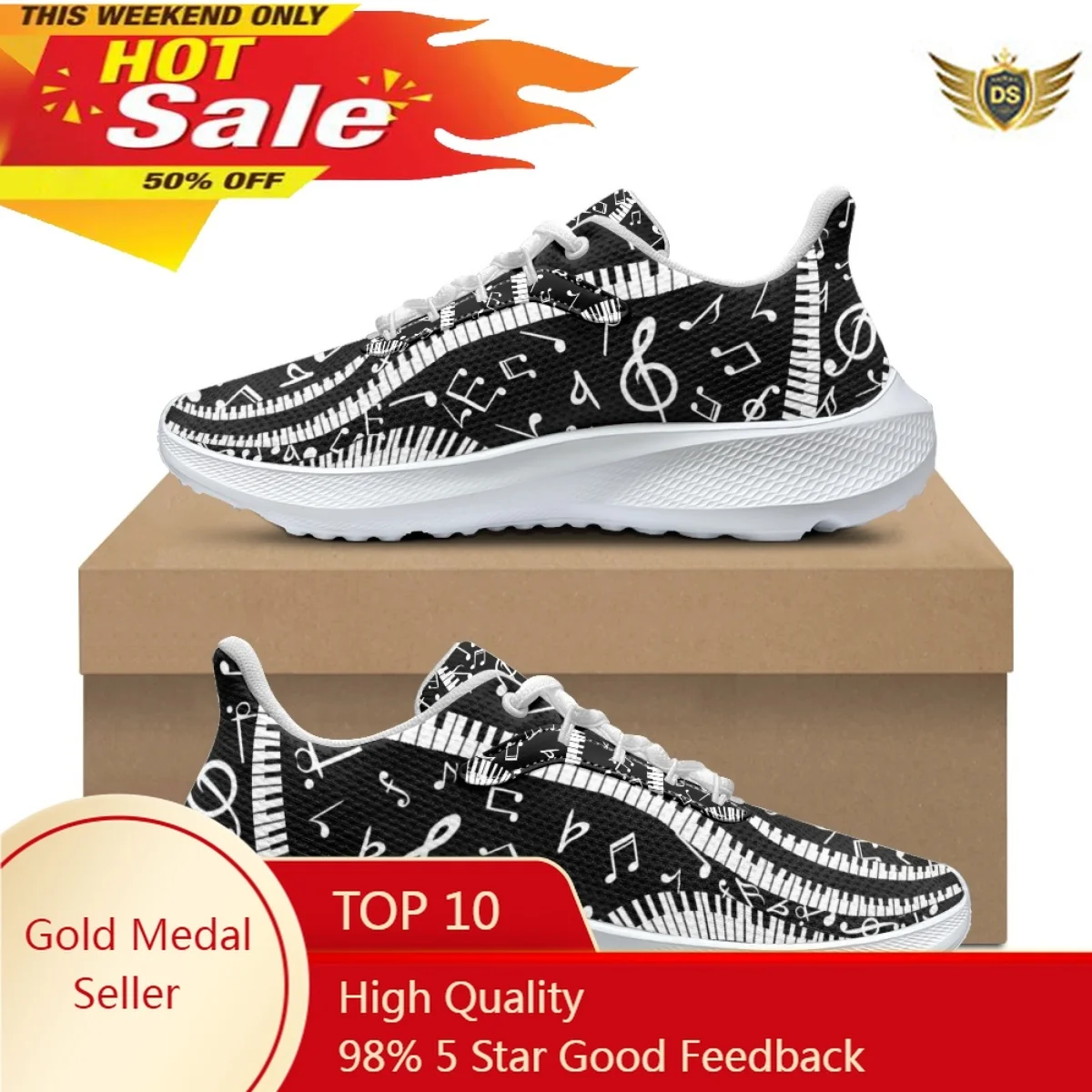 Hot Piano Keys Musical Notation Print Sneakers For Women Classic Lace Up Outdoor Running Shoes Non-slip Wear-resistant Trainers
Hot Piano Keys Musical Notation Print Sneakers For Women Classic Lace Up Outdoor Running Shoes Non-slip Wear-resistant Trainers