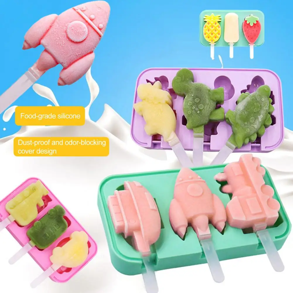 Silicone Ice Cream Mold 3 Cavities Easy Release Dinosaur Car Pineapple Ice Lolly Mold DIY Summer Freezer Ice Stick Container Fro
Silicone Ice Cream Mold 3 Cavities Easy Release Dinosaur Car Pineapple Ice Lolly Mold DIY Summer Freezer Ice Stick Container Fro