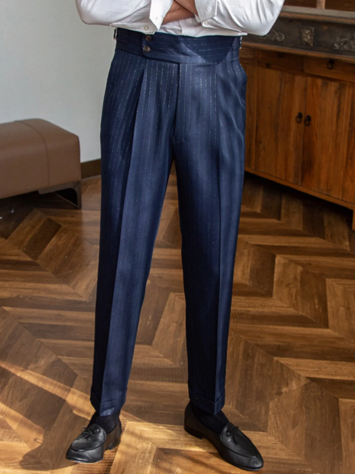 High Waist Striped Casual Men's Pants Gold And Silver Color Straight Leg Faionable Ci Sle Anti-Wrinkle Treaent
High Waist Striped Casual Men's Pants Gold And Silver Color Straight Leg Faionable Ci Sle Anti-Wrinkle Treaent