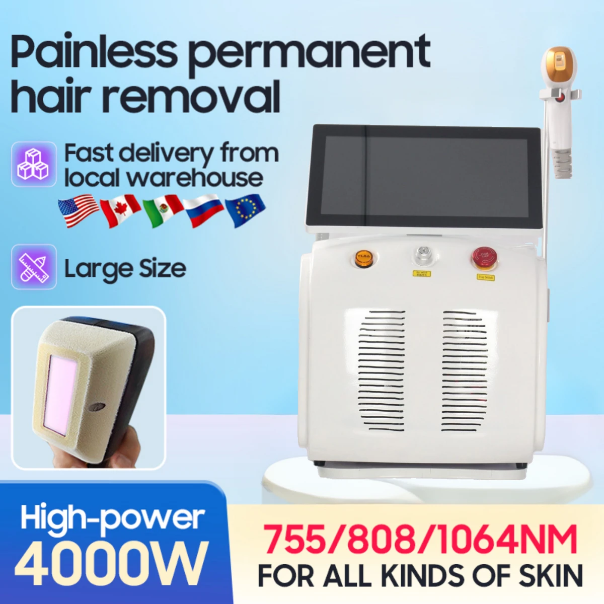 2025 best Ice Platinum Epilator 4 Wave Diode Laser Hair Removal Machine Permanent Painless Hair Removal laser Depilation Machin
2025 best Ice Platinum Epilator 4 Wave Diode Laser Hair Removal Machine Permanent Painless Hair Removal laser Depilation Machin