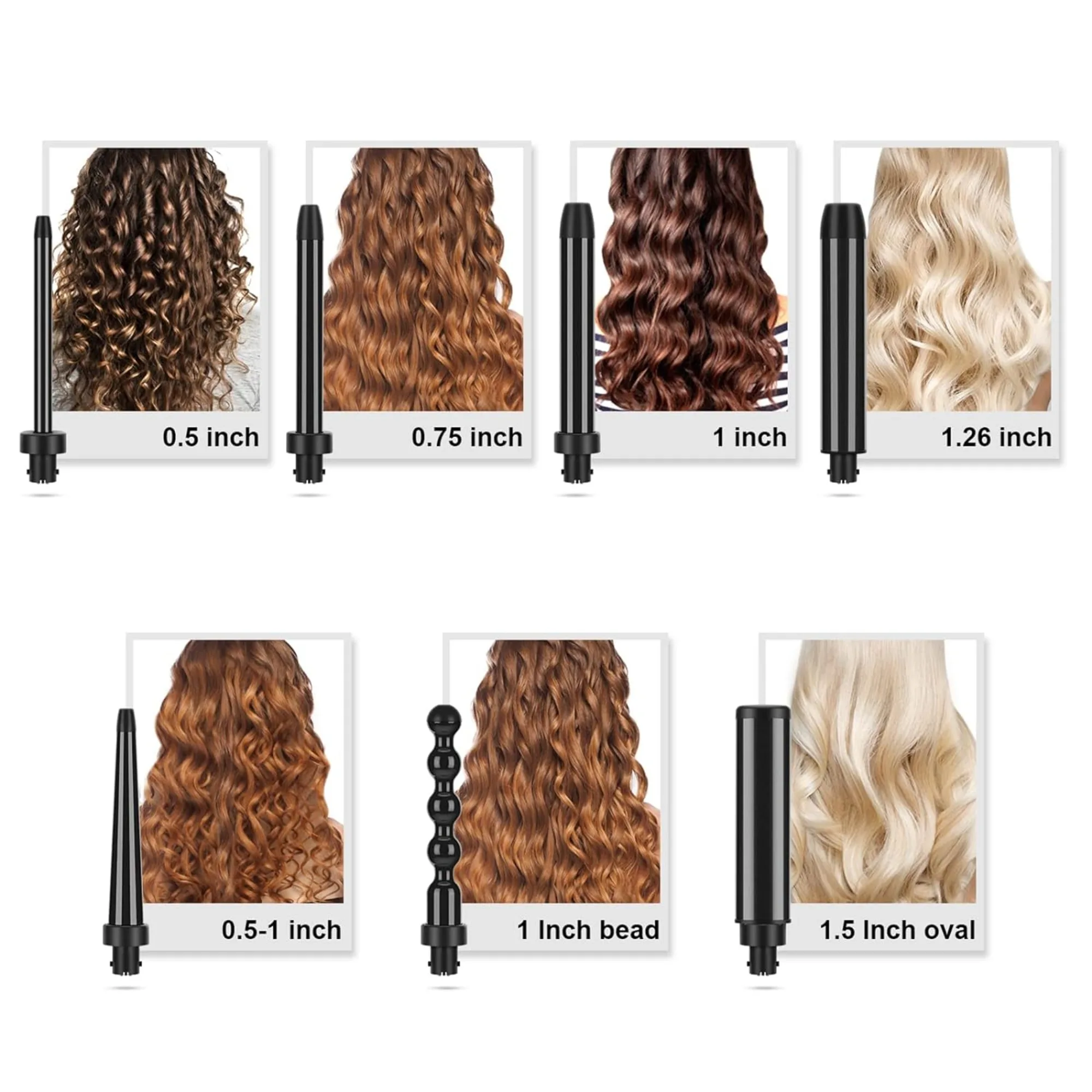 Curling Iron 7-in-1 Curling Iron Set with 7 Interchangeable Bars and Heat-Resistant Glove Self-Closing Dual Voltage
Curling Iron 7-in-1 Curling Iron Set with 7 Interchangeable Bars and Heat-Resistant Glove Self-Closing Dual Voltage