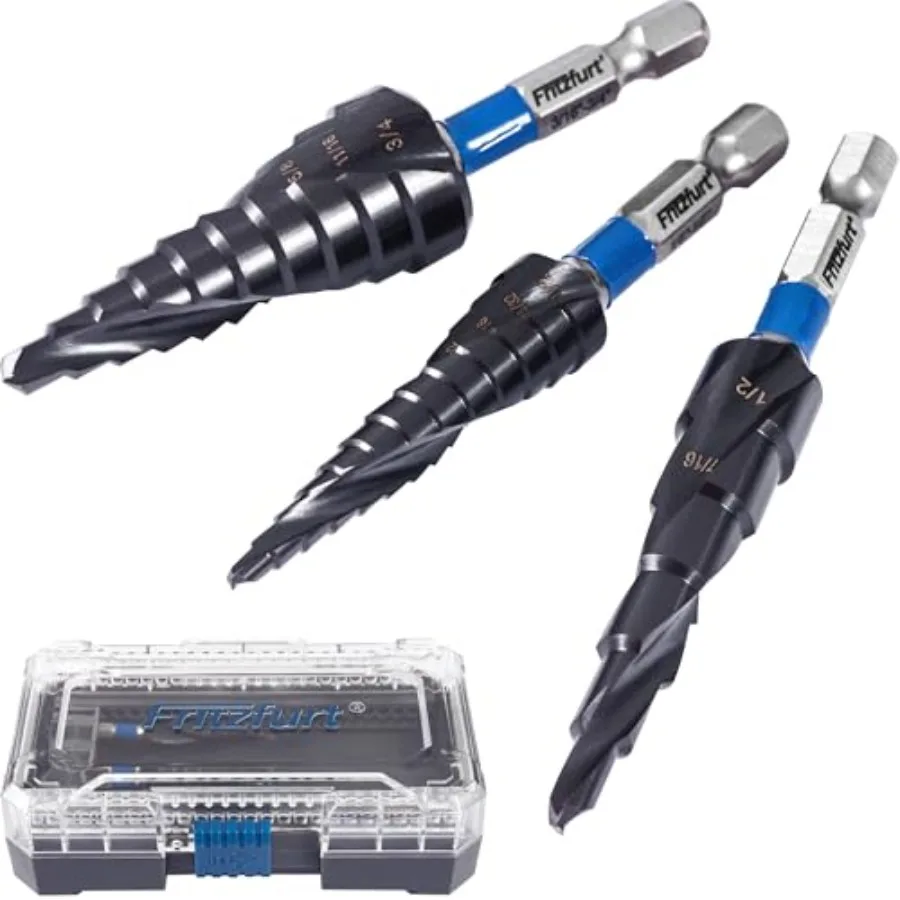 3-Piece M35 Cobalt Step Drill Bit Set — CBN Ground AlTiN Coated 1/4" Hex Shank 6 10 and 13 Steps 1/8" 3/4" Sheet Metal Stainles
3-Piece M35 Cobalt Step Drill Bit Set — CBN Ground AlTiN Coated 1/4" Hex Shank 6 10 and 13 Steps 1/8" 3/4" Sheet Metal Stainles
