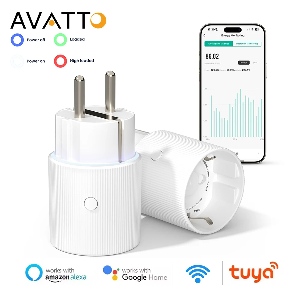 Умная вилка и розетка AVATTO Tuya WiFi 16A EU с функцией мониторинга энергии и световым предупреждением, поддержка Alexa Google Home Alice
Умная вилка и розетка AVATTO Tuya WiFi 16A EU с функцией мониторинга энергии и световым предупреждением, поддержка Alexa Google Home Alice