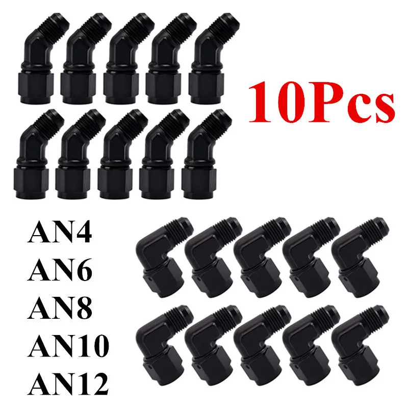 10Pcs Female to Male Flare 45/90 Degree Elbow Swivel Fitting Adapter Anodized Black Aluminum Alloy Union Tube Hose Adaptors
10Pcs Female to Male Flare 45/90 Degree Elbow Swivel Fitting Adapter Anodized Black Aluminum Alloy Union Tube Hose Adaptors