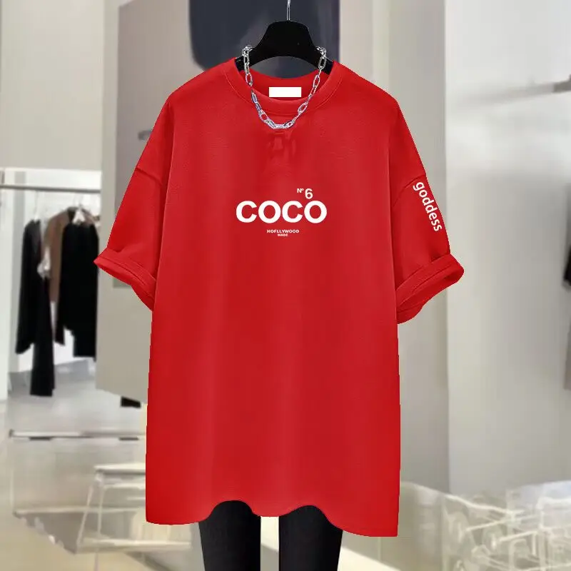 Summer New Fashion Letter Print Basic T-shirt Women Clothing Casual Loose Pure Cotton Short Sleeve Top Tee All-match Pullovers
Summer New Fashion Letter Print Basic T-shirt Women Clothing Casual Loose Pure Cotton Short Sleeve Top Tee All-match Pullovers