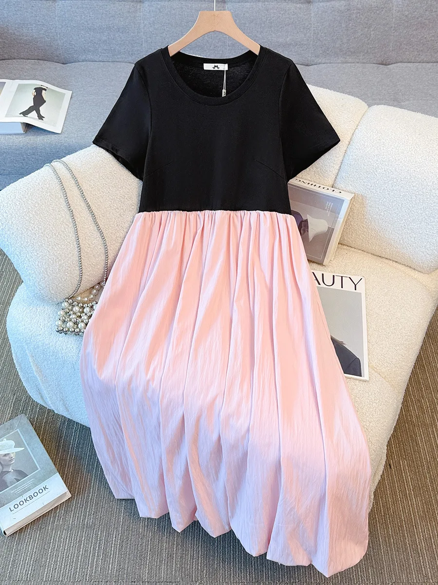 140Kg Plus Size Women's Bust 134 Summer Loose Simple Fake Two-Piece Spliced Dress Short Sleeved O-Neck Dress 3XL 4XL 5XL 6XL 7XL
140Kg Plus Size Women's Bust 134 Summer Loose Simple Fake Two-Piece Spliced Dress Short Sleeved O-Neck Dress 3XL 4XL 5XL 6XL 7XL