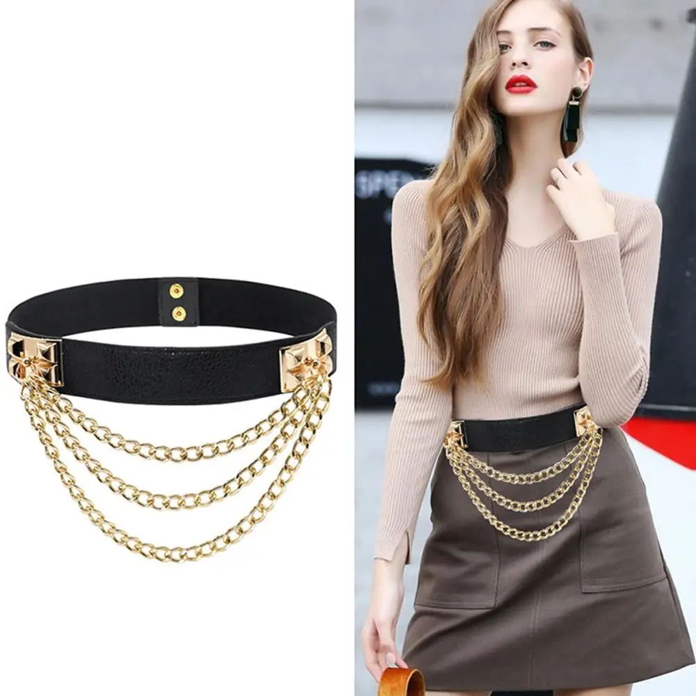 Fashion Luxury Casual Leather Punk Waistband Wild Skirt Bands Gold Chain Waist Belt Elastic Cummerbund
Fashion Luxury Casual Leather Punk Waistband Wild Skirt Bands Gold Chain Waist Belt Elastic Cummerbund