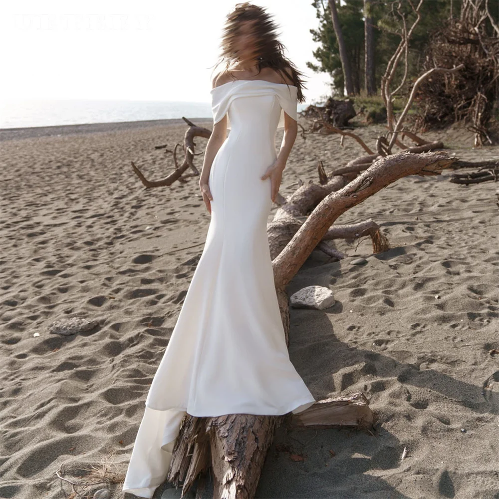 UETEEY Customized Crepe Simple Pleats Off Shoulder Mermaid Wedding Dress Women Zipper Back Floor Length Court Train Bridal Gown
UETEEY Customized Crepe Simple Pleats Off Shoulder Mermaid Wedding Dress Women Zipper Back Floor Length Court Train Bridal Gown
