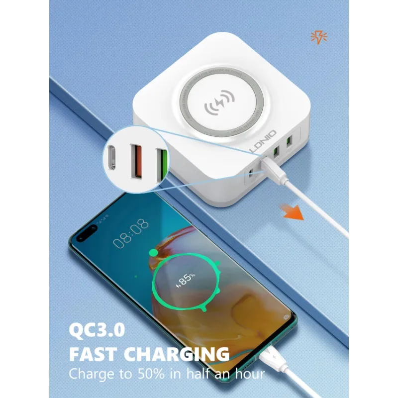 32W Desktop Cargadores 4 Ports QC3.0 PD USB Mobile Charger Adapter Wireless Portable Cell Phone Charger
32W Desktop Cargadores 4 Ports QC3.0 PD USB Mobile Charger Adapter Wireless Portable Cell Phone Charger