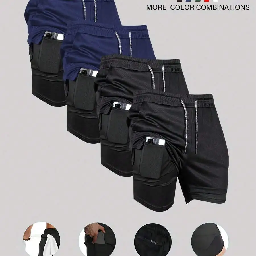 4pcs Mens Regular Multi-Pocket Double-Layer Quick-Dry Athletic Shorts
4pcs Mens Regular Multi-Pocket Double-Layer Quick-Dry Athletic Shorts