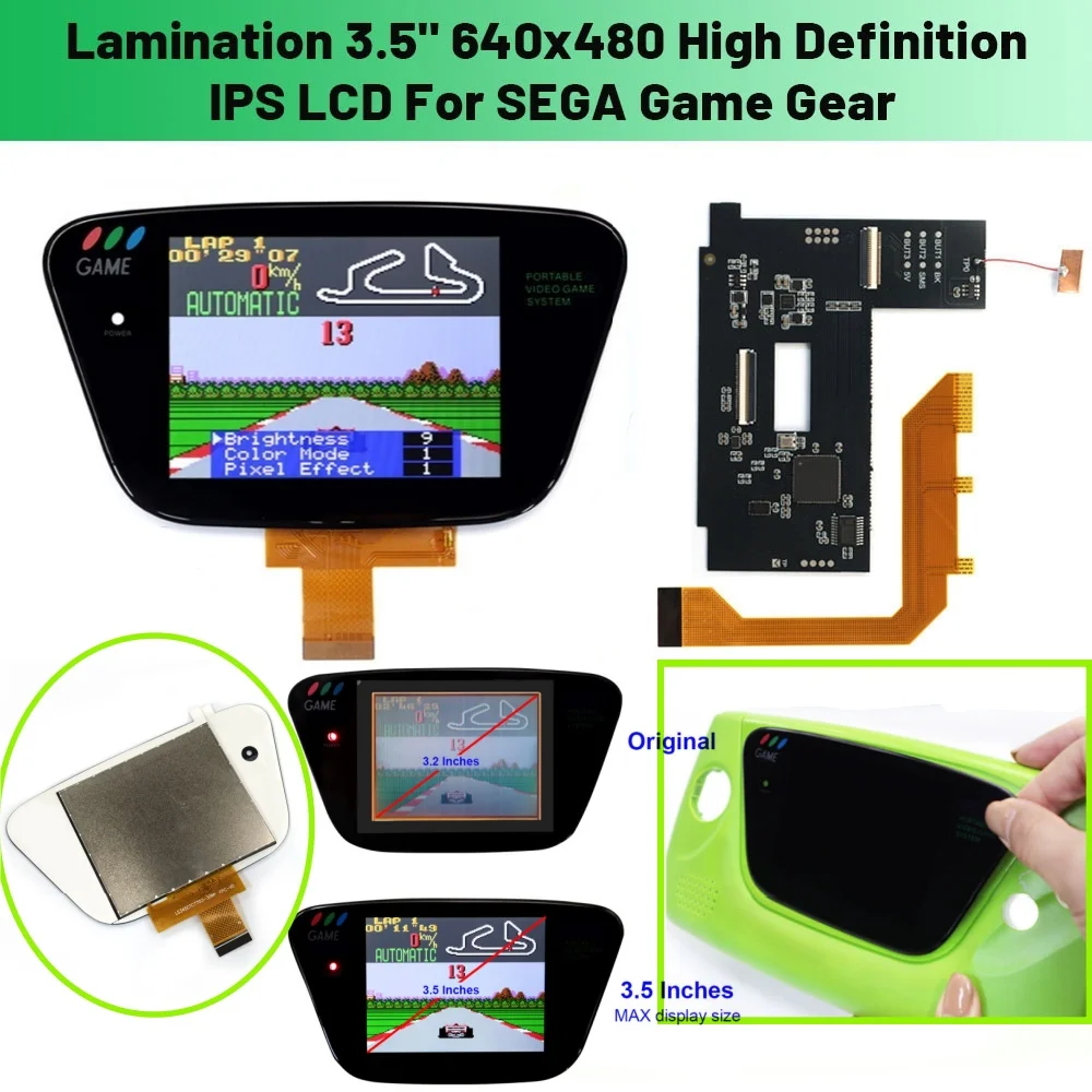 New Version Laminated 3.5" 640x480 HD Backlight Retro Pixel IPS LCD Kit For For SEGA Game Gear For SEGA GG Console
New Version Laminated 3.5" 640x480 HD Backlight Retro Pixel IPS LCD Kit For For SEGA Game Gear For SEGA GG Console