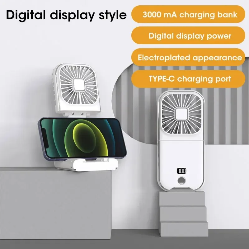 Portable Neck Fan 180° Adjustable Folding USB Rechargeable Digital Display Mute Cooling Power Bank Phone Holder
Portable Neck Fan 180° Adjustable Folding USB Rechargeable Digital Display Mute Cooling Power Bank Phone Holder