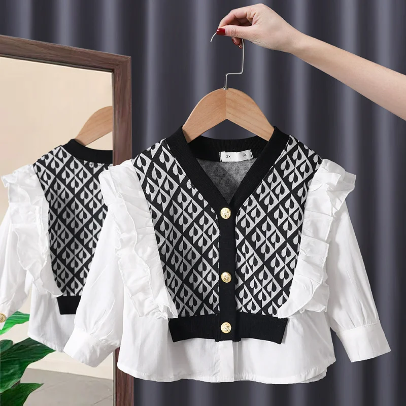 2024 Spring and Autumn Children Shirts Kids Girls Blouse Sweater Stitching Fake Two-piece Set Baby Girls Cute White Blouse
2024 Spring and Autumn Children Shirts Kids Girls Blouse Sweater Stitching Fake Two-piece Set Baby Girls Cute White Blouse