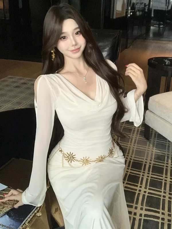White Mesh Sleeveless Dress Set Women's Fashionable Elegant See-Through Slim-Fit Two-Piece Set Commute Korean Style Long Sleeve
White Mesh Sleeveless Dress Set Women's Fashionable Elegant See-Through Slim-Fit Two-Piece Set Commute Korean Style Long Sleeve