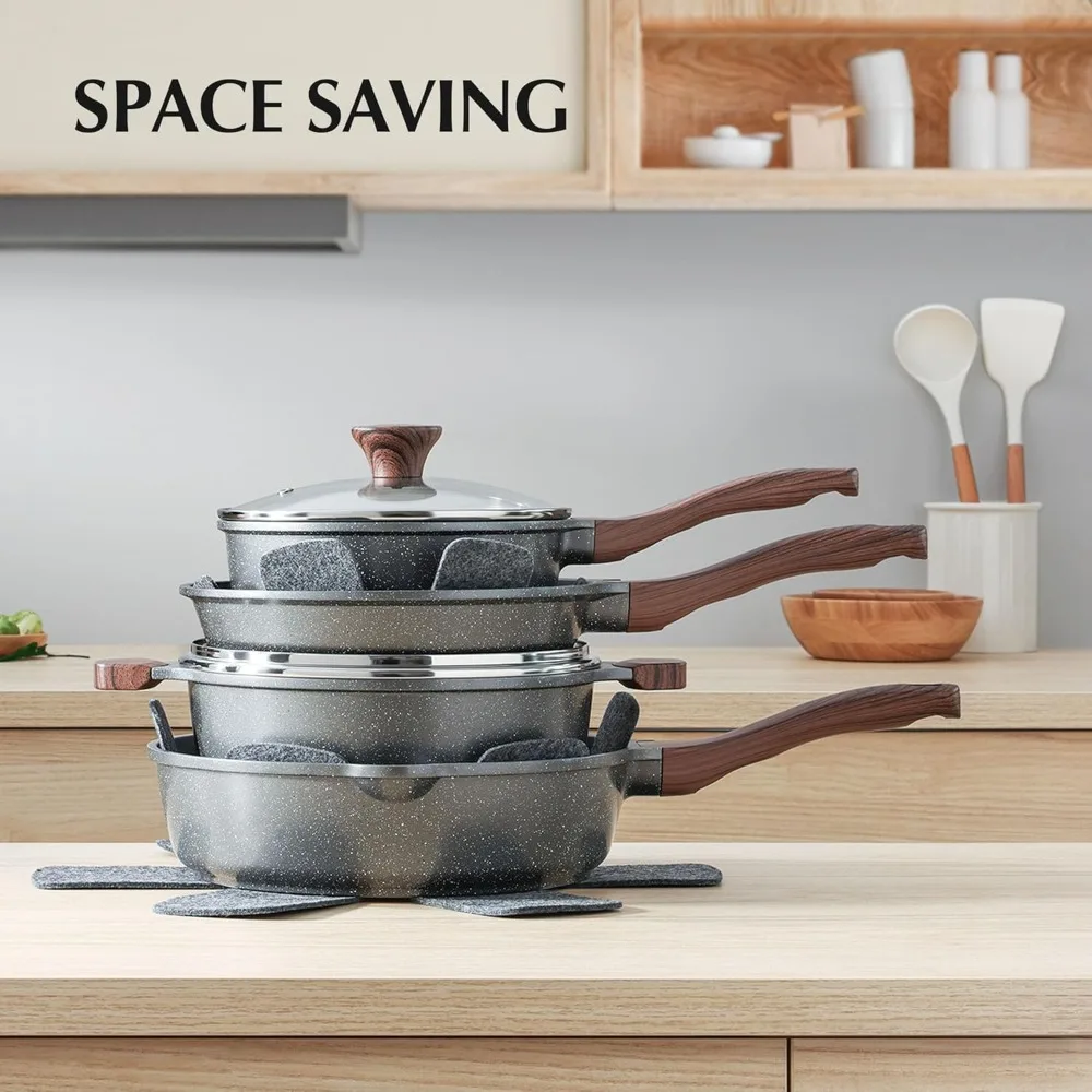 US Shipping Nonstick Cookware Set 13-Piece Pots and Pans with Swiss Granite Coating Healthy Kitchen Cooking Set Stay Cool
US Shipping Nonstick Cookware Set 13-Piece Pots and Pans with Swiss Granite Coating Healthy Kitchen Cooking Set Stay Cool