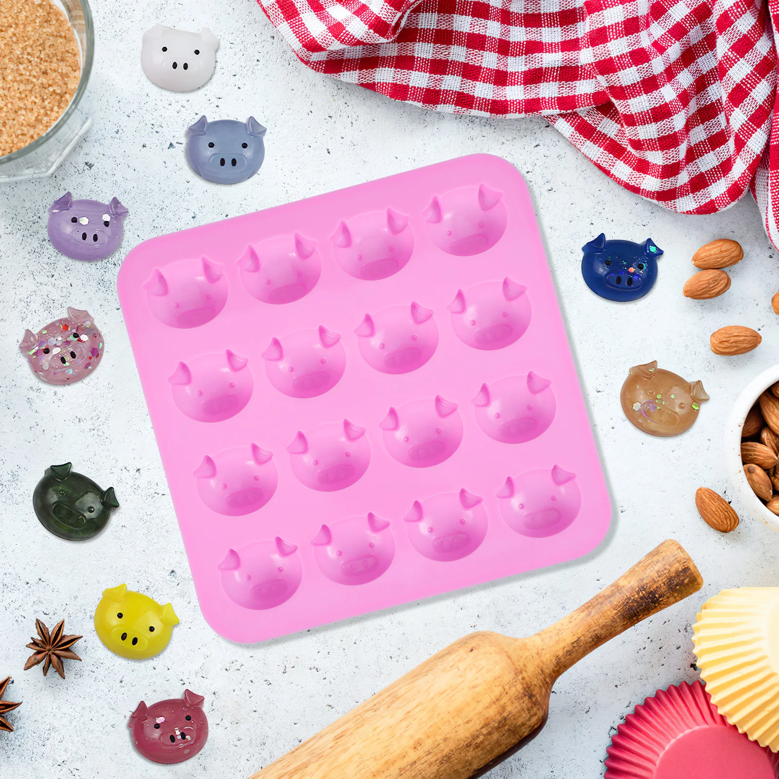 1 pc Silicone Chocolate Cake Mold Set 16 Pig Shapes Non Stick Baking Tools For Fondant Candy Diy Crafts 17X17X1.8Cm 
1 pc Silicone Chocolate Cake Mold Set 16 Pig Shapes Non Stick Baking Tools For Fondant Candy Diy Crafts 17X17X1.8Cm