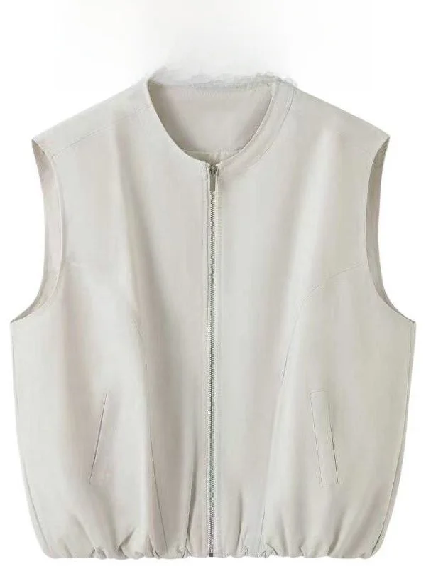 Pure Color Zipper round Neck Vest Women's Spring Summer Casual Simple Layering Sleeveless Workwear Jacket Breathable
Pure Color Zipper round Neck Vest Women's Spring Summer Casual Simple Layering Sleeveless Workwear Jacket Breathable