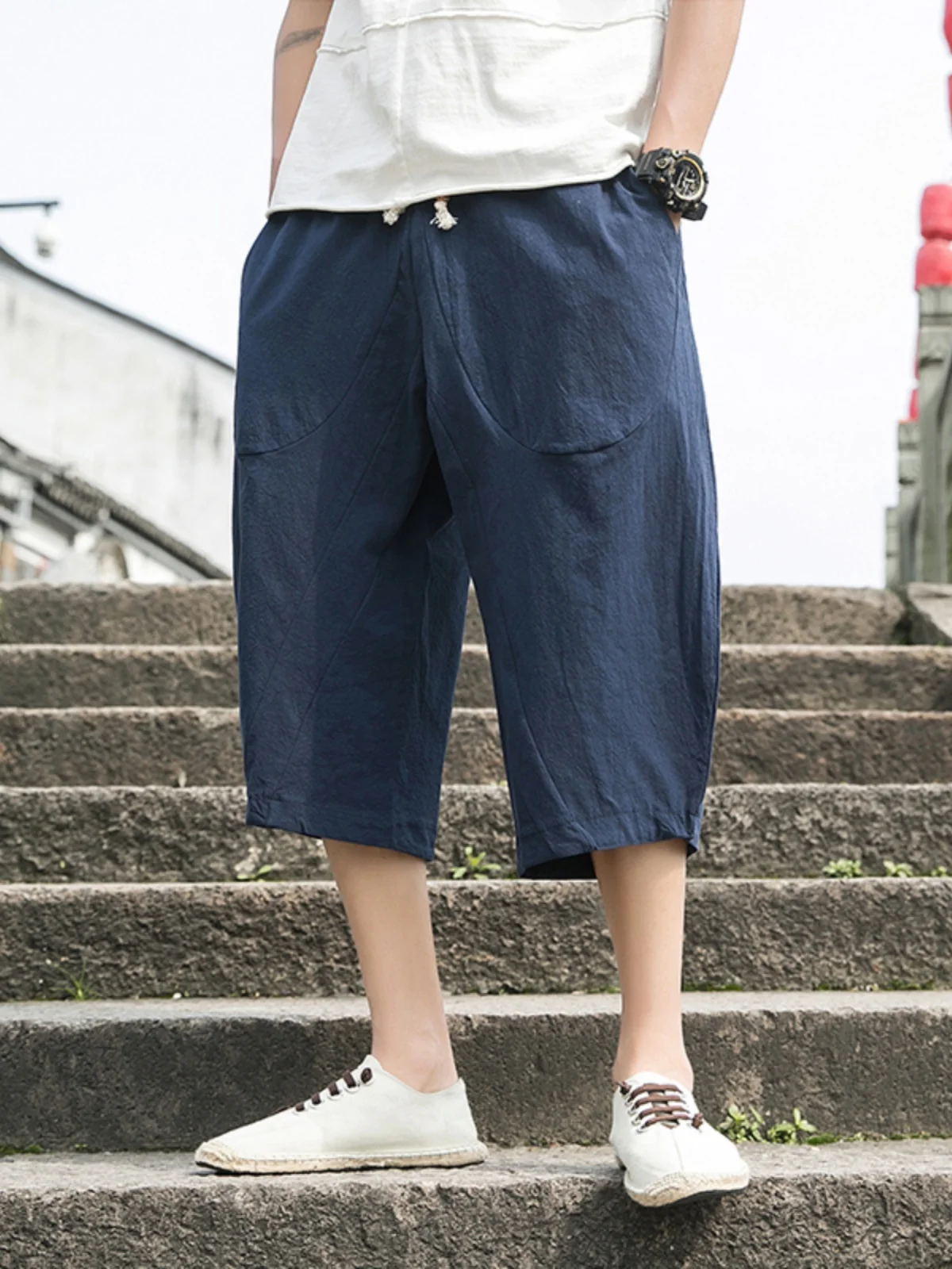 Loose Cotton Linen Seven-Foot Pants Men's Casual Wide Leg orts Comfortable Breathable Summer Leisure Youthful Sle Harajuku
Loose Cotton Linen Seven-Foot Pants Men's Casual Wide Leg orts Comfortable Breathable Summer Leisure Youthful Sle Harajuku