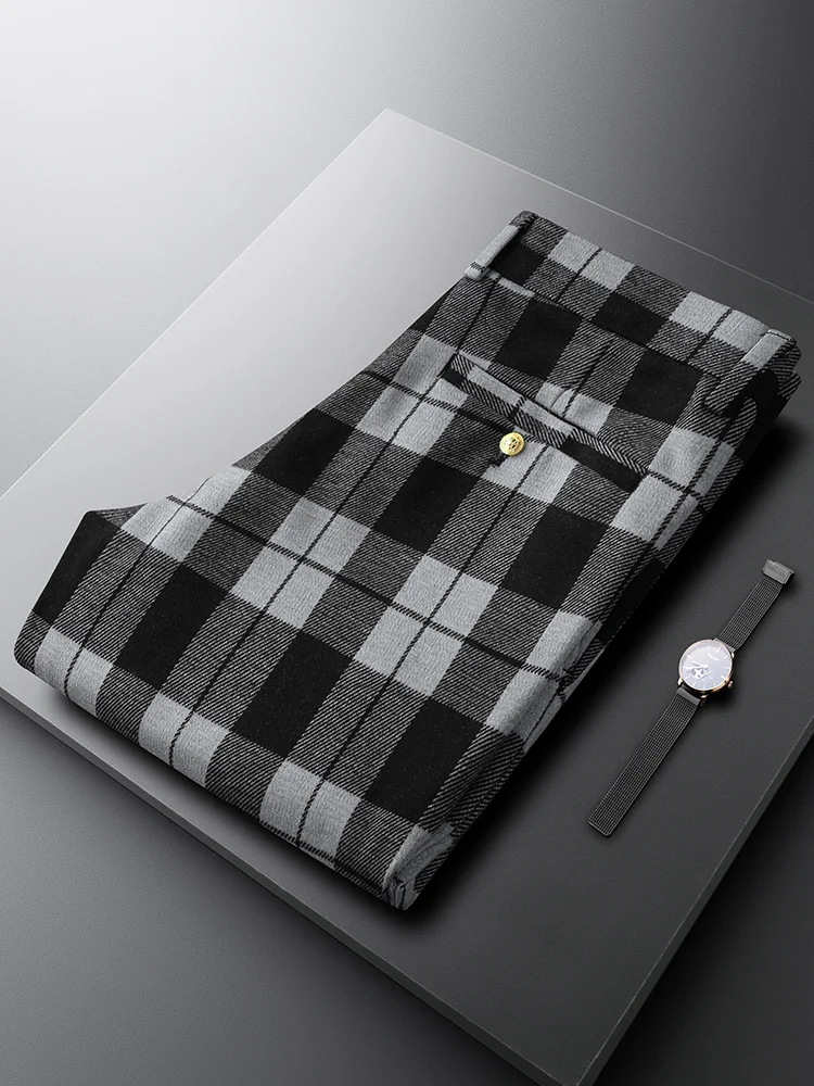 Клетчатые брюки-бизнес, мужские облегающие прямые брюки, осень-зима, модные длинные брюки
Клетчатые брюки-бизнес, мужские облегающие прямые брюки, осень-зима, модные длинные брюки