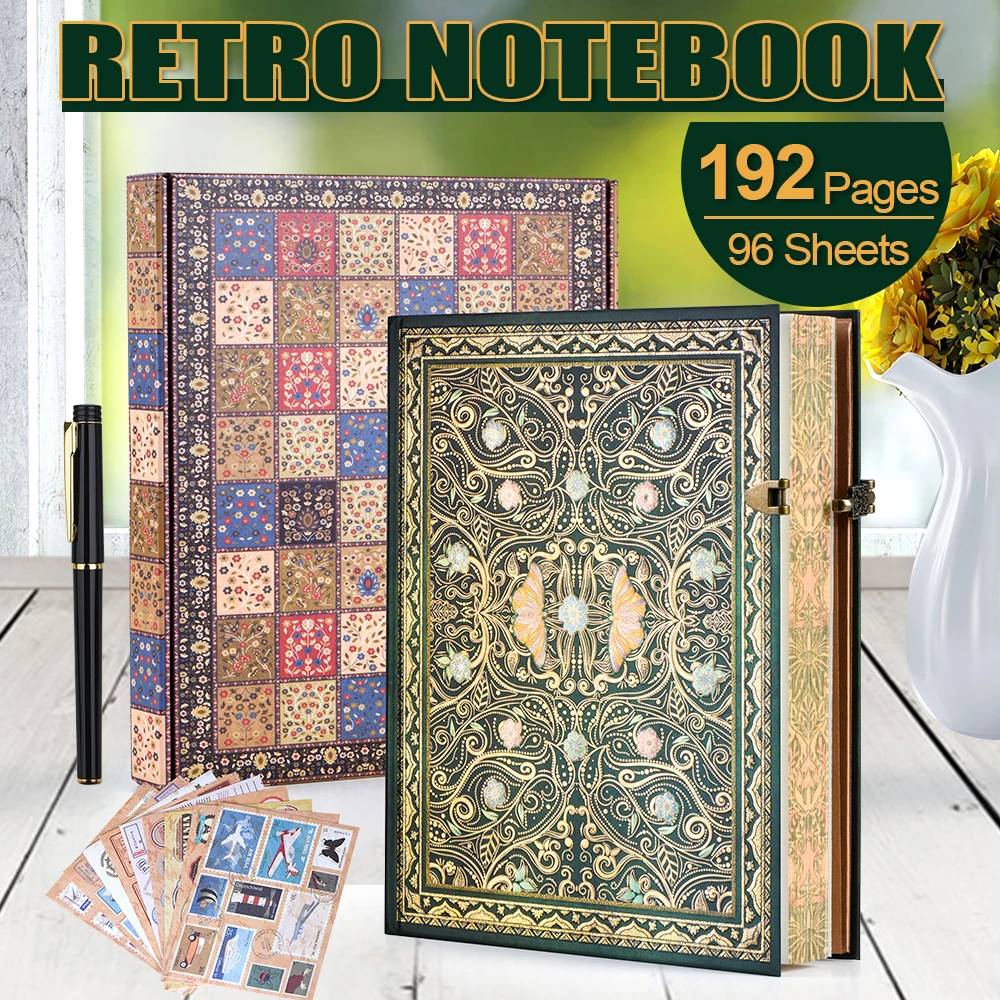 192 Pages Retro Notebook Themes classical notepads creative with copper lock design travel diaries handbooks personalized gifts
192 Pages Retro Notebook Themes classical notepads creative with copper lock design travel diaries handbooks personalized gifts