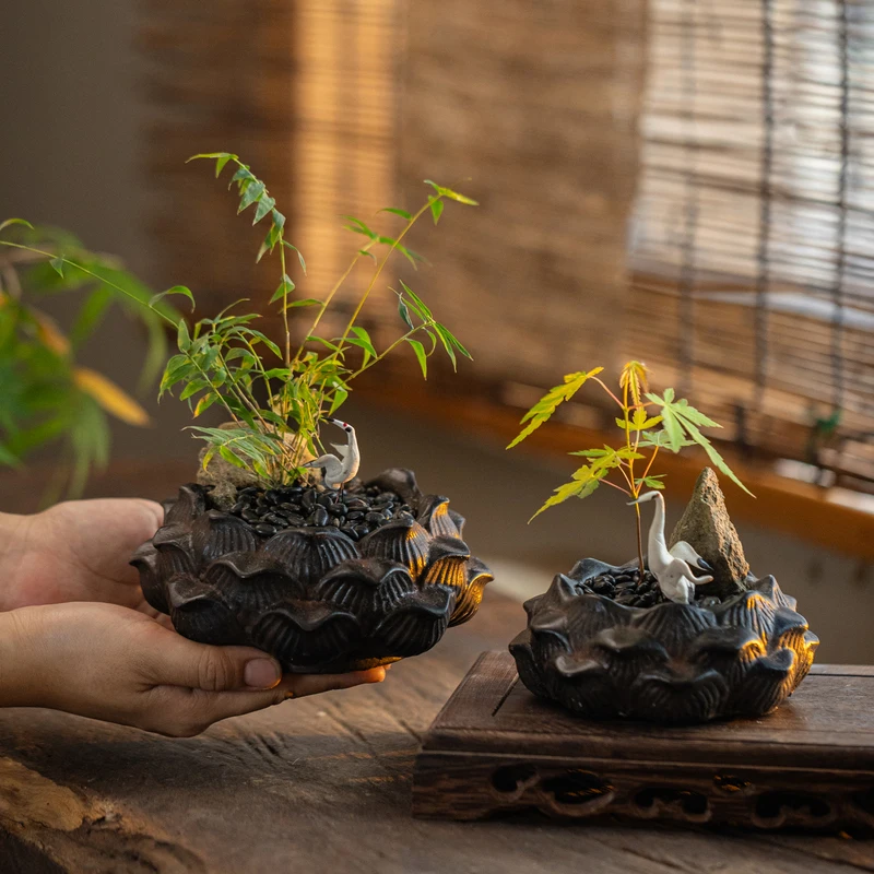 New Chinese Style Imitation Stone Lotus Ornaments Home Green Plants Miniature Landscape Candlestick Base Layout Decoration
New Chinese Style Imitation Stone Lotus Ornaments Home Green Plants Miniature Landscape Candlestick Base Layout Decoration