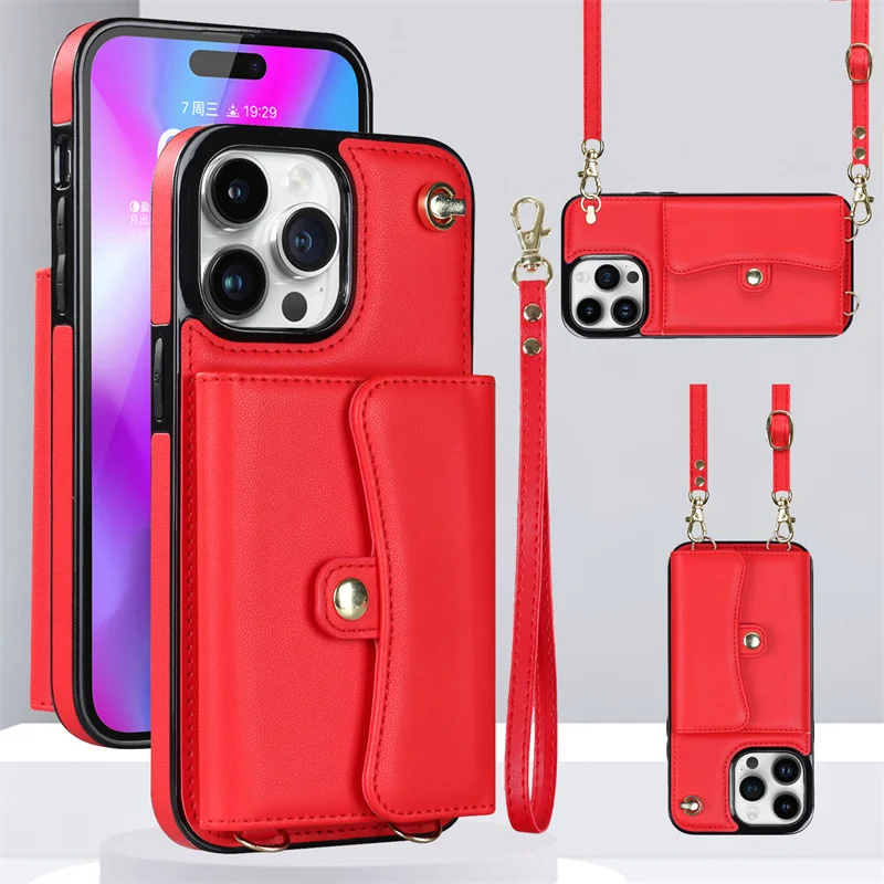 Lanyard Crossbody Wallet Phone Case For iPhone 16 15 14 13 12 11 Pro XS Max XR X 7 8 Plus Case Card Slot Holder Leather Purse
Lanyard Crossbody Wallet Phone Case For iPhone 16 15 14 13 12 11 Pro XS Max XR X 7 8 Plus Case Card Slot Holder Leather Purse