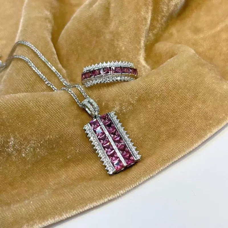 SACE GEMS Luxury 100% 925 Sterling Silver 3.5MM Natual Garnet Rings Pendant Necklaces Wedding Engagement Fine Jewelry Set Gift
SACE GEMS Luxury 100% 925 Sterling Silver 3.5MM Natual Garnet Rings Pendant Necklaces Wedding Engagement Fine Jewelry Set Gift
