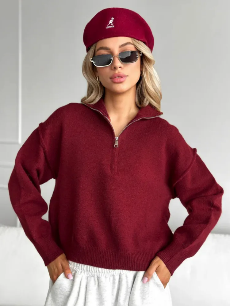 Solid Half Zipper Casual Pullover Sweater Autumn Winter Soft Basic Jumpers 2026 Girls Fashion Knitted Long Sleeve Cropped Top
Solid Half Zipper Casual Pullover Sweater Autumn Winter Soft Basic Jumpers 2026 Girls Fashion Knitted Long Sleeve Cropped Top