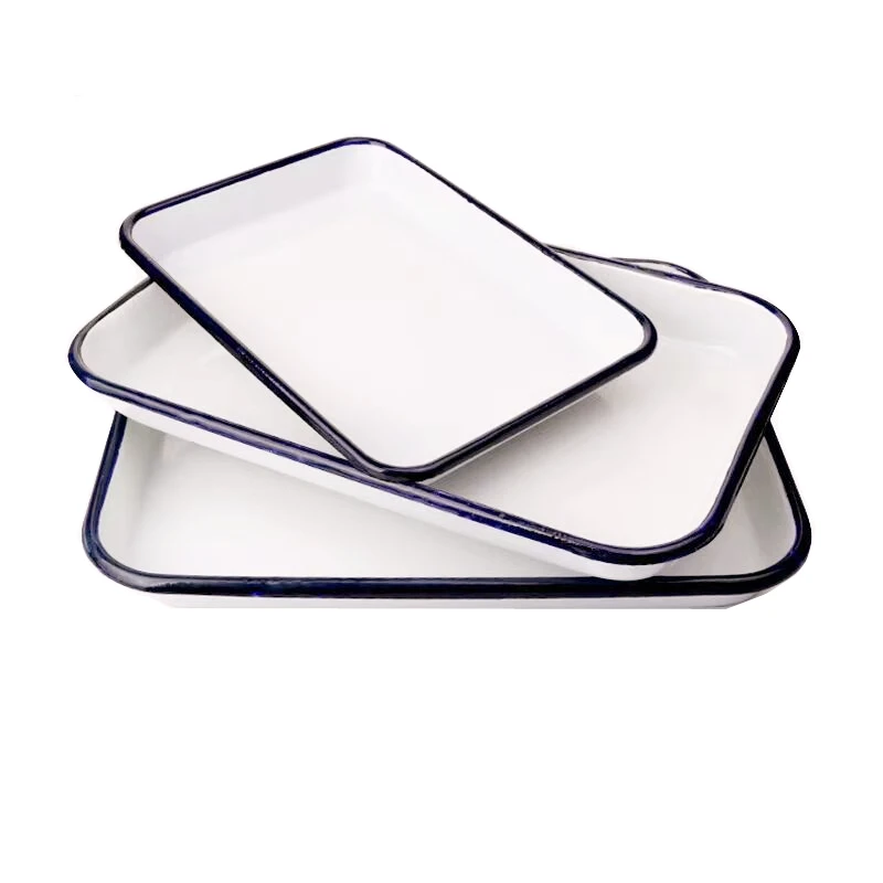Enamel tray, white blue edge thickened enamel square tray, laboratory tray, 6.5cm x 53cm x 73.5cm large tray.
Enamel tray, white blue edge thickened enamel square tray, laboratory tray, 6.5cm x 53cm x 73.5cm large tray.