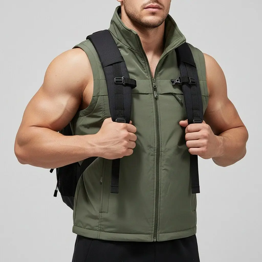 Мужские уличные жилеты для путешествий, тонкая куртка без рукавов на флисовой подкладке, модный удобный дышащий жилет с воротником-стойкой на весну и осень
Мужские уличные жилеты для путешествий, тонкая куртка без рукавов на флисовой подкладке, модный удобный дышащий жилет с воротником-стойкой на весну и осень