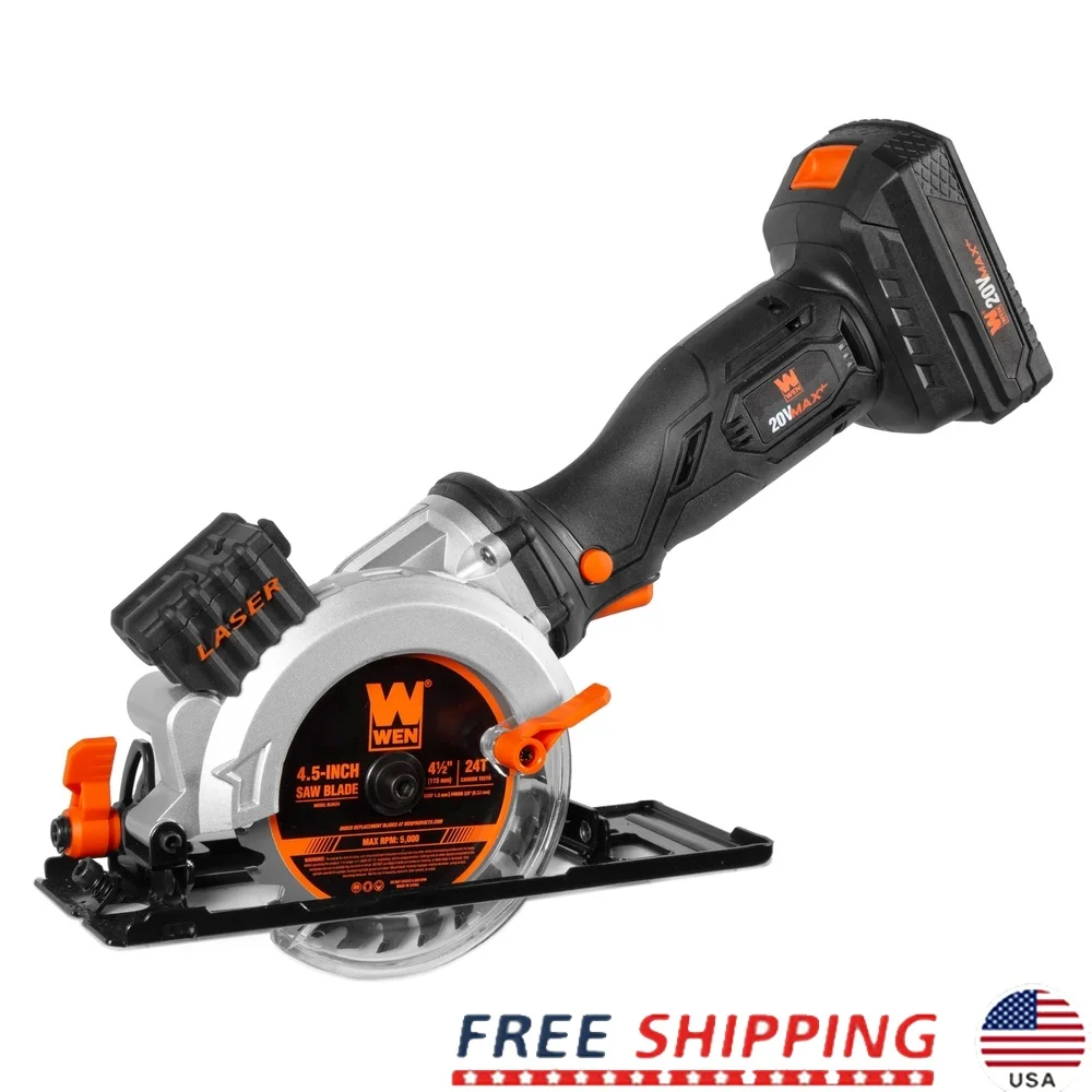20V Max Cordless Mini Circular Saw 4-1/2 Inch Blade Laser Cutting Tool with Battery Charger Wood Tile Metal PVC
20V Max Cordless Mini Circular Saw 4-1/2 Inch Blade Laser Cutting Tool with Battery Charger Wood Tile Metal PVC