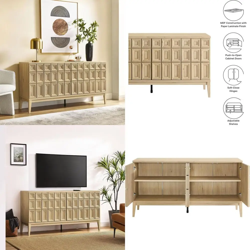 Samos 62 Inch Retro ern Sideboard with Storage in Hickory - Geometric Door Design Buet Cabinet or Dining Room, Hallway, Living R
Samos 62 Inch Retro ern Sideboard with Storage in Hickory - Geometric Door Design Buet Cabinet or Dining Room, Hallway, Living R