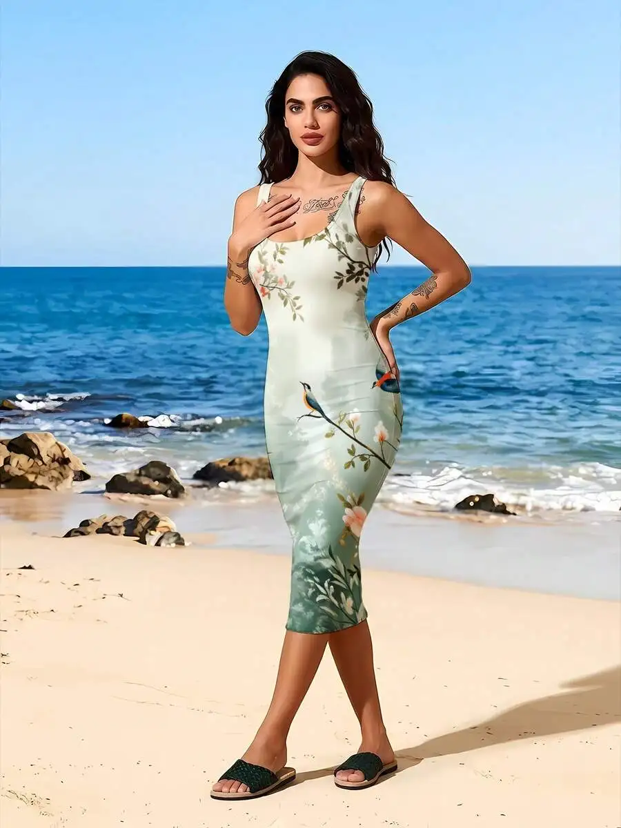 Floral Print Women Sleeveless Bodycon Knee Length Dress Summer Beach Vacation Resort Outfit
Floral Print Women Sleeveless Bodycon Knee Length Dress Summer Beach Vacation Resort Outfit
