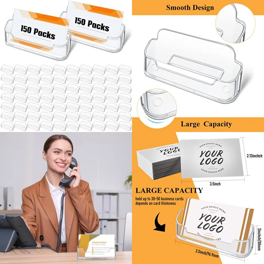 150 Pcs Plastic Business Card Holder for Desk Transparent Acrylic Clear Business Card Display Holder Stand for Exhibition Deskt
150 Pcs Plastic Business Card Holder for Desk Transparent Acrylic Clear Business Card Display Holder Stand for Exhibition Deskt
