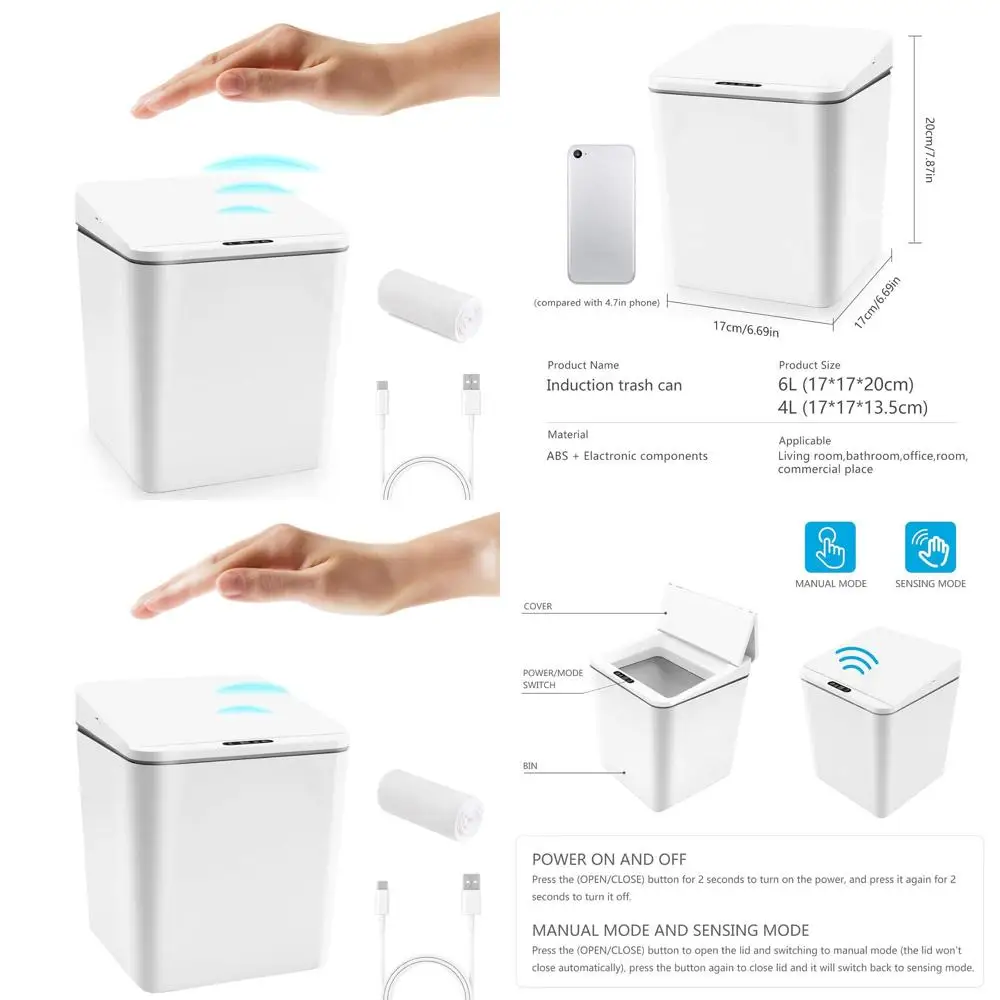 Compact Rechargeable Waste Bin with Lid, 1.5 Gallon, Ideal for Office Desk or Home, White
Compact Rechargeable Waste Bin with Lid, 1.5 Gallon, Ideal for Office Desk or Home, White