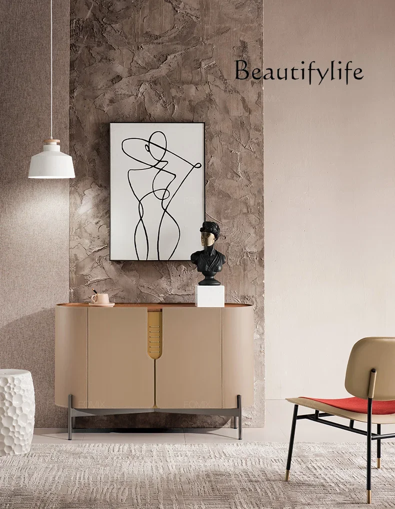 Italian minimalist side cabinet double door saddle leather rounded corner storage cabinet modern light luxury dining room
Italian minimalist side cabinet double door saddle leather rounded corner storage cabinet modern light luxury dining room
