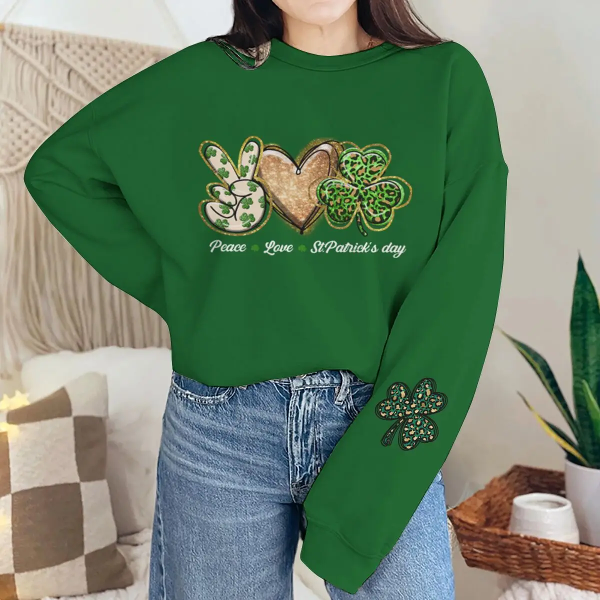 Peace Love St. Patrick's Day Print Sweatshirt Women Men Vintage Crewneck Long Sleeve Pullover
Peace Love St. Patrick's Day Print Sweatshirt Women Men Vintage Crewneck Long Sleeve Pullover