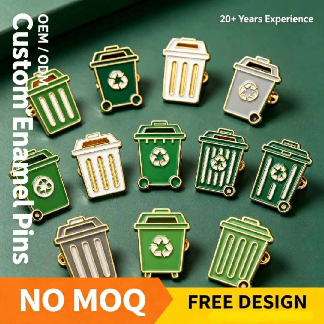 Custom Recycle Bin Enamel Pins, Eco Friendly Trash Can Lapel Pin, Gold Plated Brooch Badge, No MOQ, for Jewelry, Gift
Custom Recycle Bin Enamel Pins, Eco Friendly Trash Can Lapel Pin, Gold Plated Brooch Badge, No MOQ, for Jewelry, Gift