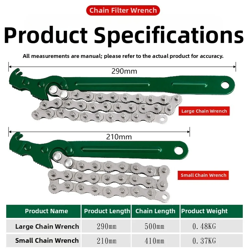 9/12 Inch Chain-type Filter Wrench Adjustable Length Oil Grid Remover Oil Filter Disassembly Tool Car Repair Tools
9/12 Inch Chain-type Filter Wrench Adjustable Length Oil Grid Remover Oil Filter Disassembly Tool Car Repair Tools