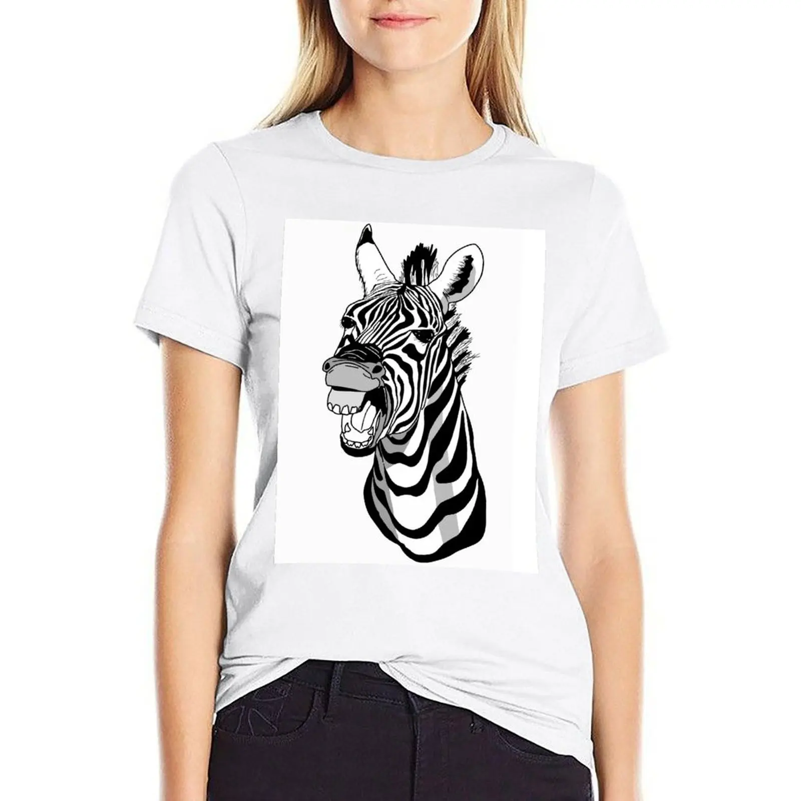 Zebra neighing like laughing or smile T-shirt summer tops anime clothes Blouse cat shirts for Women
Zebra neighing like laughing or smile T-shirt summer tops anime clothes Blouse cat shirts for Women