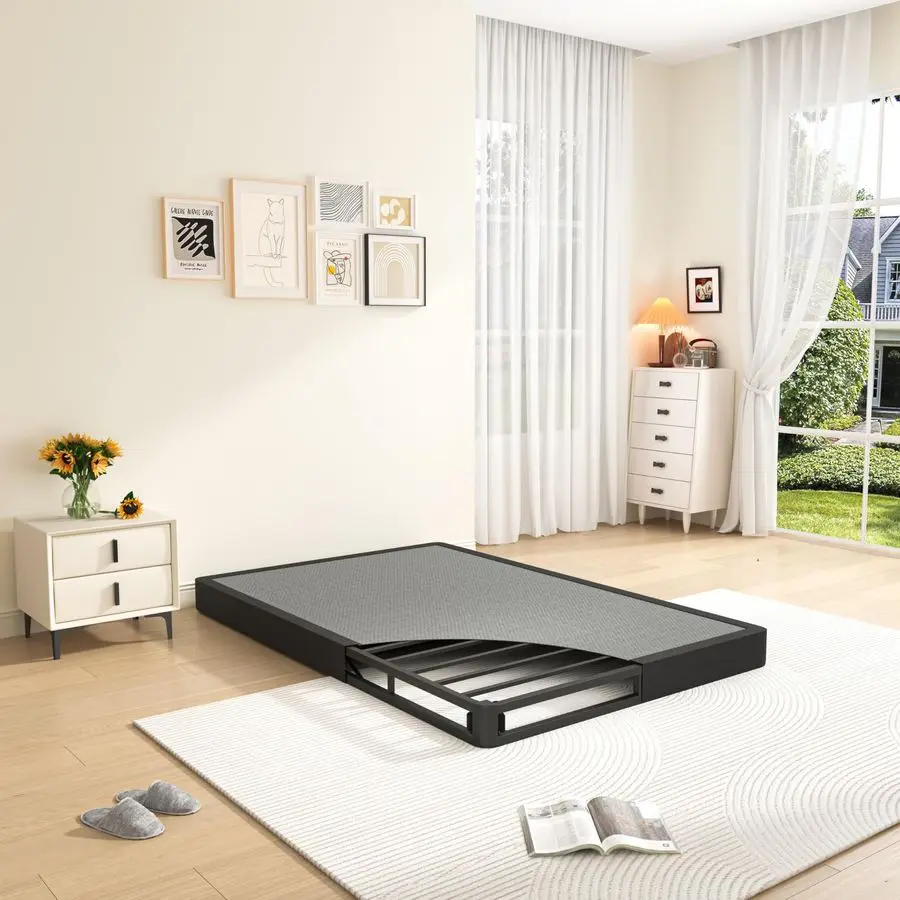 5 Inch Twin Box Spring, Low Profile Box Spring Twin Size 3500 lbs Black Heavy Duty Metal Mattress Foundation with BoxSpring Cov
5 Inch Twin Box Spring, Low Profile Box Spring Twin Size 3500 lbs Black Heavy Duty Metal Mattress Foundation with BoxSpring Cov