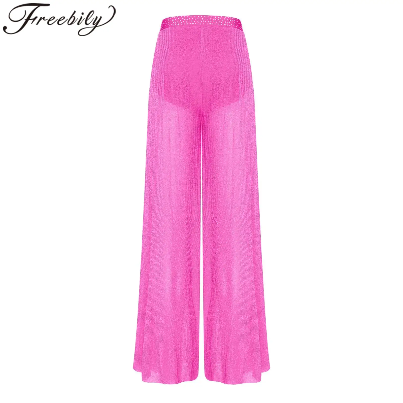 Womens Modern Dancewear Mesh Lyrical Dance Pants Wide Leg Pants with Built-in Briefs Dance Trousers Stage Performance Costume
Womens Modern Dancewear Mesh Lyrical Dance Pants Wide Leg Pants with Built-in Briefs Dance Trousers Stage Performance Costume
