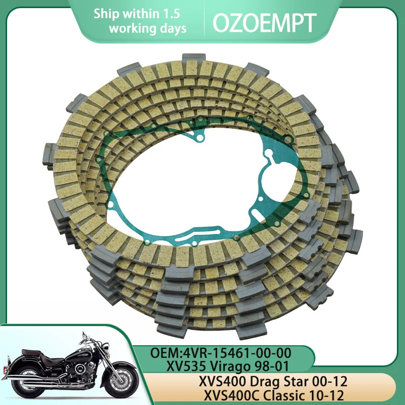 Набор дисков сцепления мотоцикла OZOEMPT и прокладка крышки для XVS400 Drag Star 00-12 XVS400C Classic 10-12 XV535 Virago 98-01
Набор дисков сцепления мотоцикла OZOEMPT и прокладка крышки для XVS400 Drag Star 00-12 XVS400C Classic 10-12 XV535 Virago 98-01