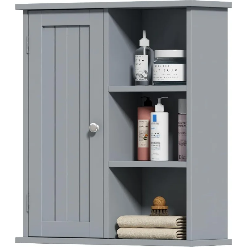 Bathroom Wall Cabinet, Medicine Cabinet with Door and 3 Open Shelves, Wall Mounted Storage Organizer for Bathroom
Bathroom Wall Cabinet, Medicine Cabinet with Door and 3 Open Shelves, Wall Mounted Storage Organizer for Bathroom