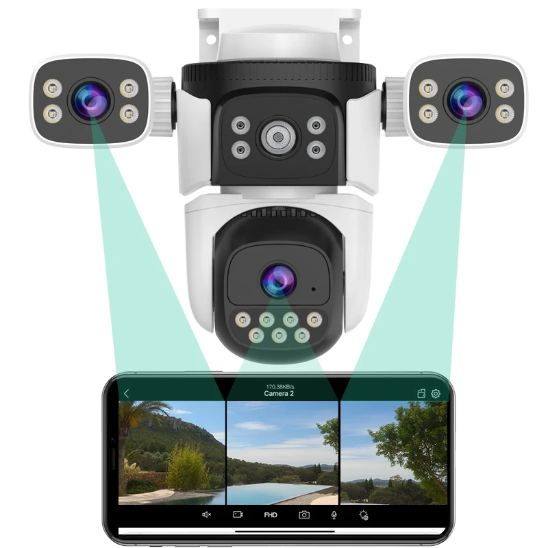 3K 6MP 360° Panoramic Waterproof Outdoor PTZ Wireless Surveillance IP Security CCTV Camera with Night Vision
3K 6MP 360° Panoramic Waterproof Outdoor PTZ Wireless Surveillance IP Security CCTV Camera with Night Vision
