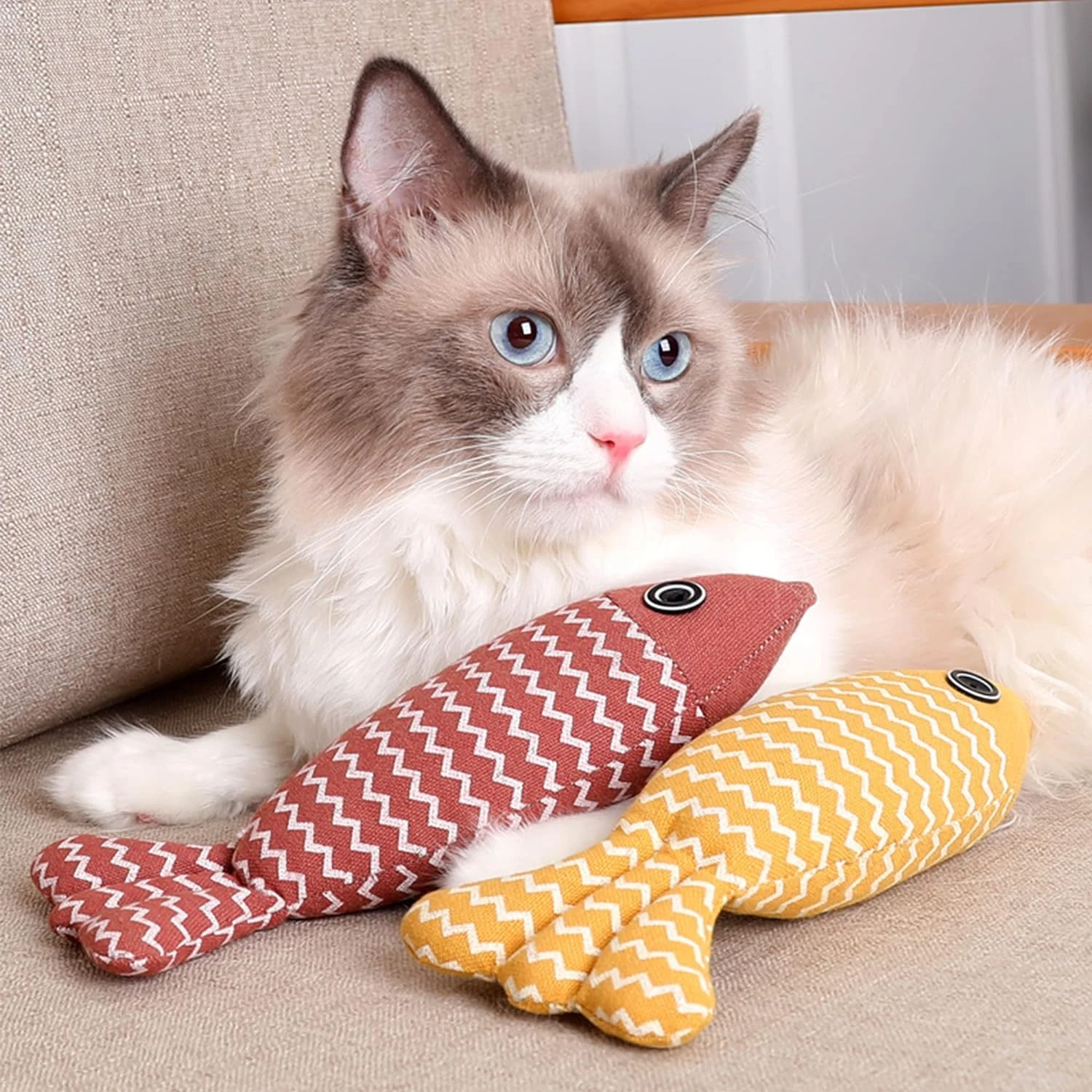 Delightful, Cute and Entertaining 3 Pack of Soft Catnip Toy Fish in Red, Yellow and Grey - Adorable Indoor Fish Shape Cat Pillow
Delightful, Cute and Entertaining 3 Pack of Soft Catnip Toy Fish in Red, Yellow and Grey - Adorable Indoor Fish Shape Cat Pillow