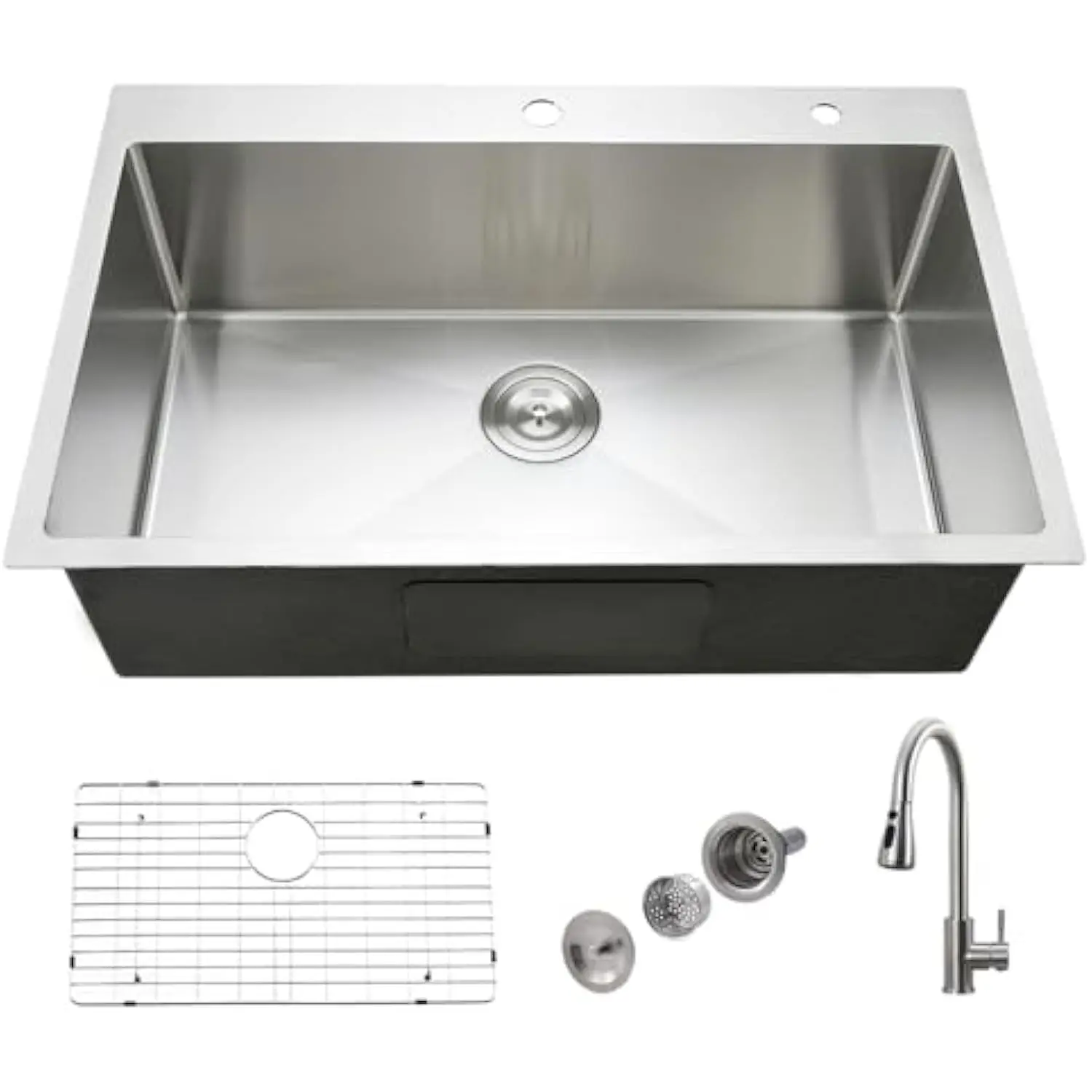 33X22 Drop in Kitchen Sink Single Bowl with Sprayer Pull Out Faucet Top Mount 18 Gauge 304 Stainless Steel Kitchen Sink
33X22 Drop in Kitchen Sink Single Bowl with Sprayer Pull Out Faucet Top Mount 18 Gauge 304 Stainless Steel Kitchen Sink