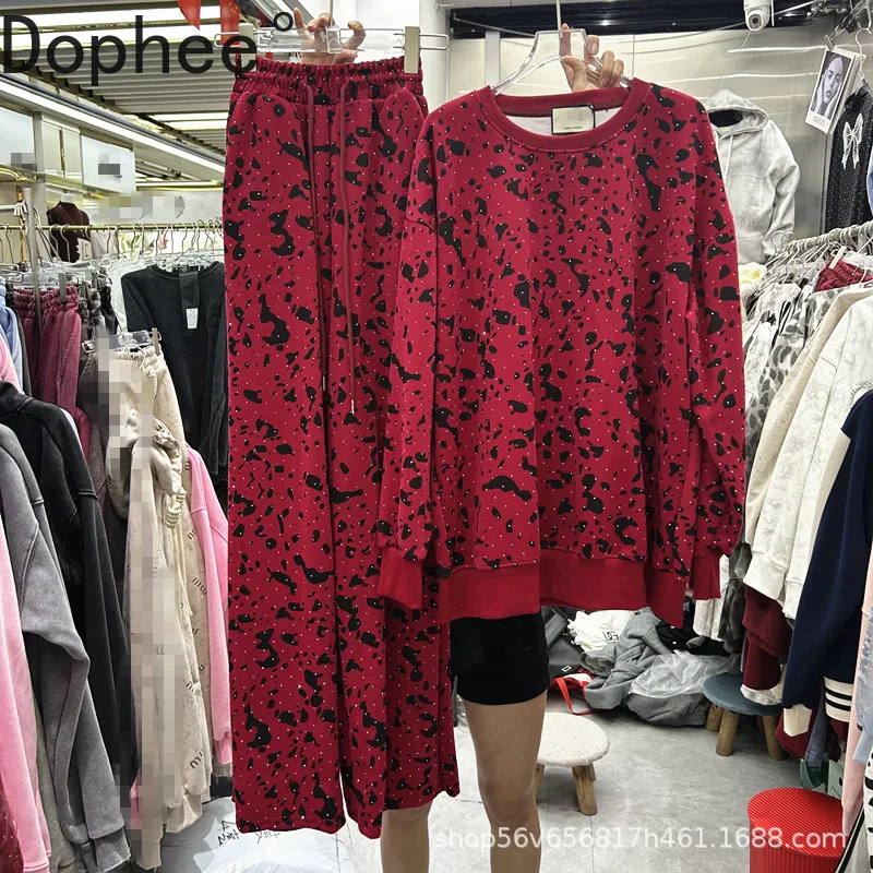 High Street Autumn Winter Hoodie Sets Women Zebra Stripes Hot Drilling Long Sleeve Pullover Top + Elastic Waist Wide Leg Pants
High Street Autumn Winter Hoodie Sets Women Zebra Stripes Hot Drilling Long Sleeve Pullover Top + Elastic Waist Wide Leg Pants