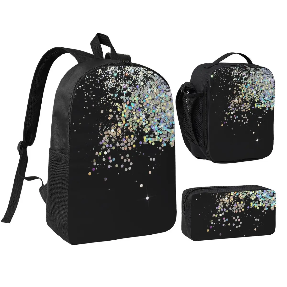 Black And Holographic Sparkle Backpack Boys Girls BookBag School Bag Shoulder Bags 3ps Insulated Lunch Bag Pencil Case
Black And Holographic Sparkle Backpack Boys Girls BookBag School Bag Shoulder Bags 3ps Insulated Lunch Bag Pencil Case